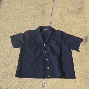 Navy Button-Up Women's Top #AS23